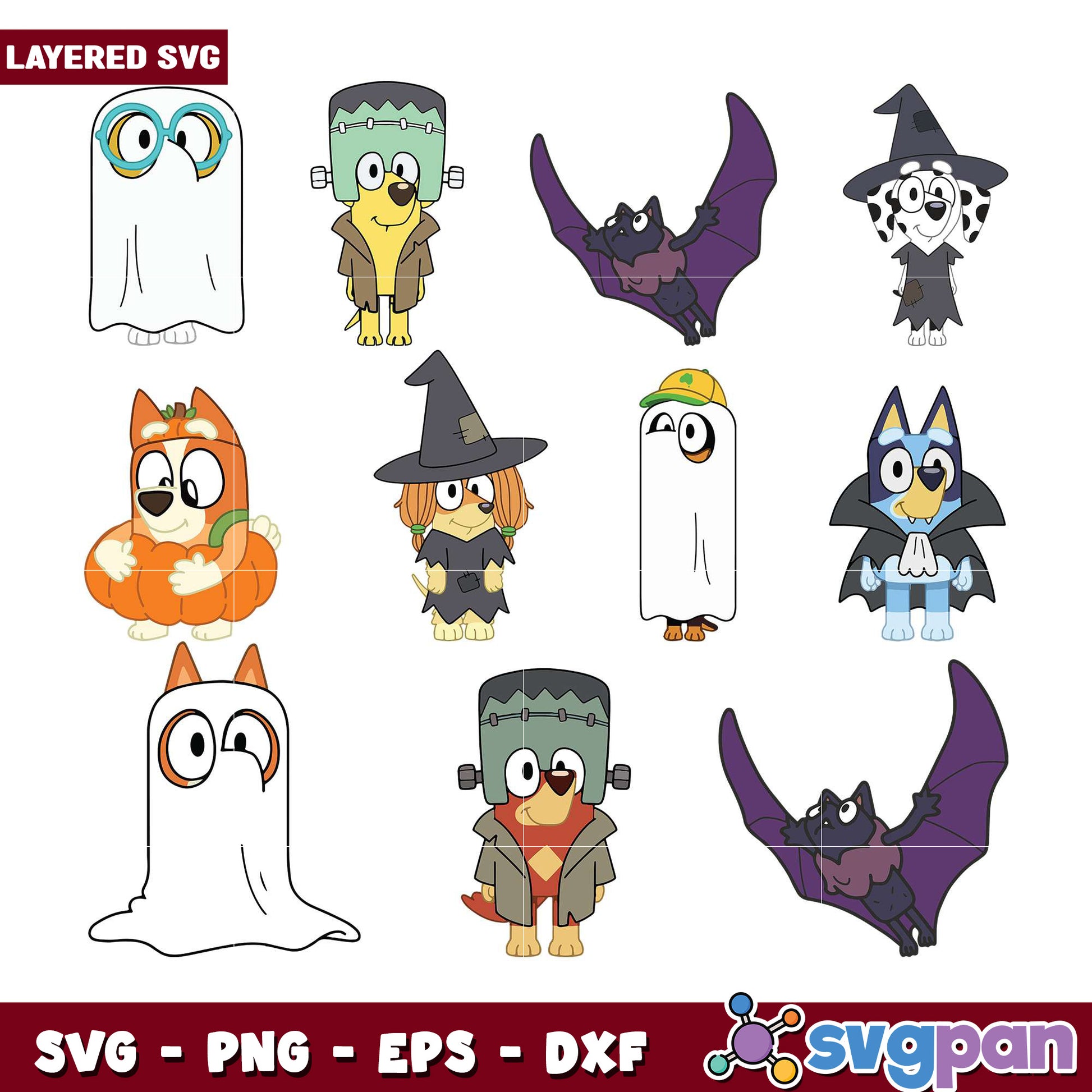 Halloween Dog Characters SVG Bundle for Crafts