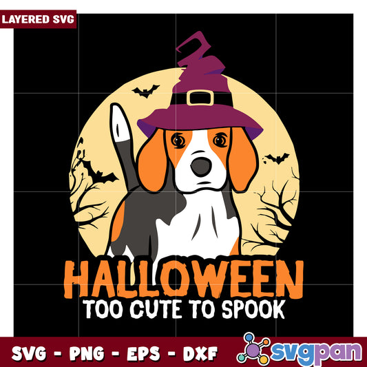 Halloween Dog SVG Design, too cute to spook for decorations