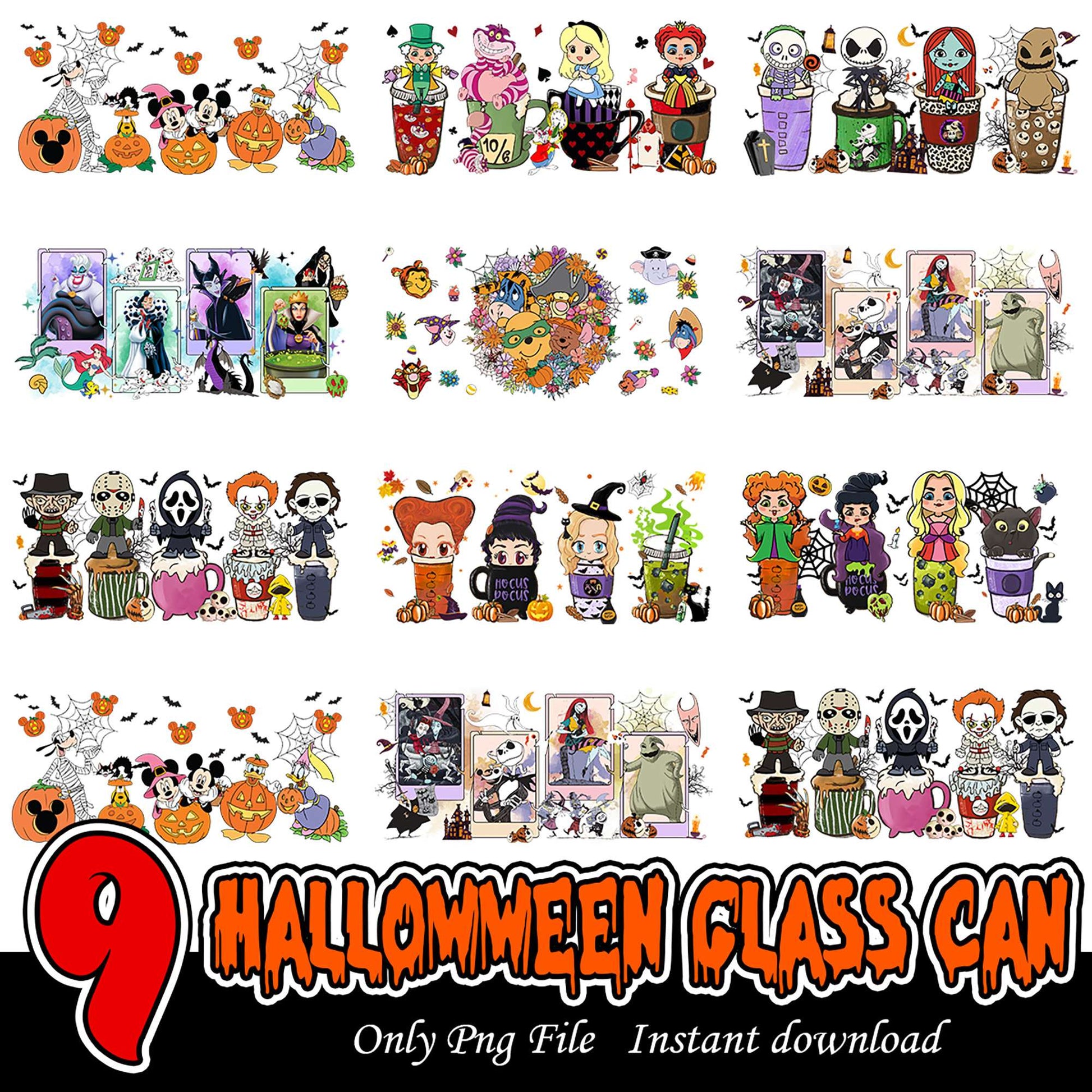 Halloween Glass Can Bundle PNG Instant Download Graphics
