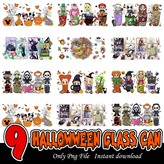 Halloween Glass Can Bundle PNG Instant Download Graphics