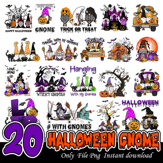 Halloween Gnome Bundle 20 PNG Designs Instant Download