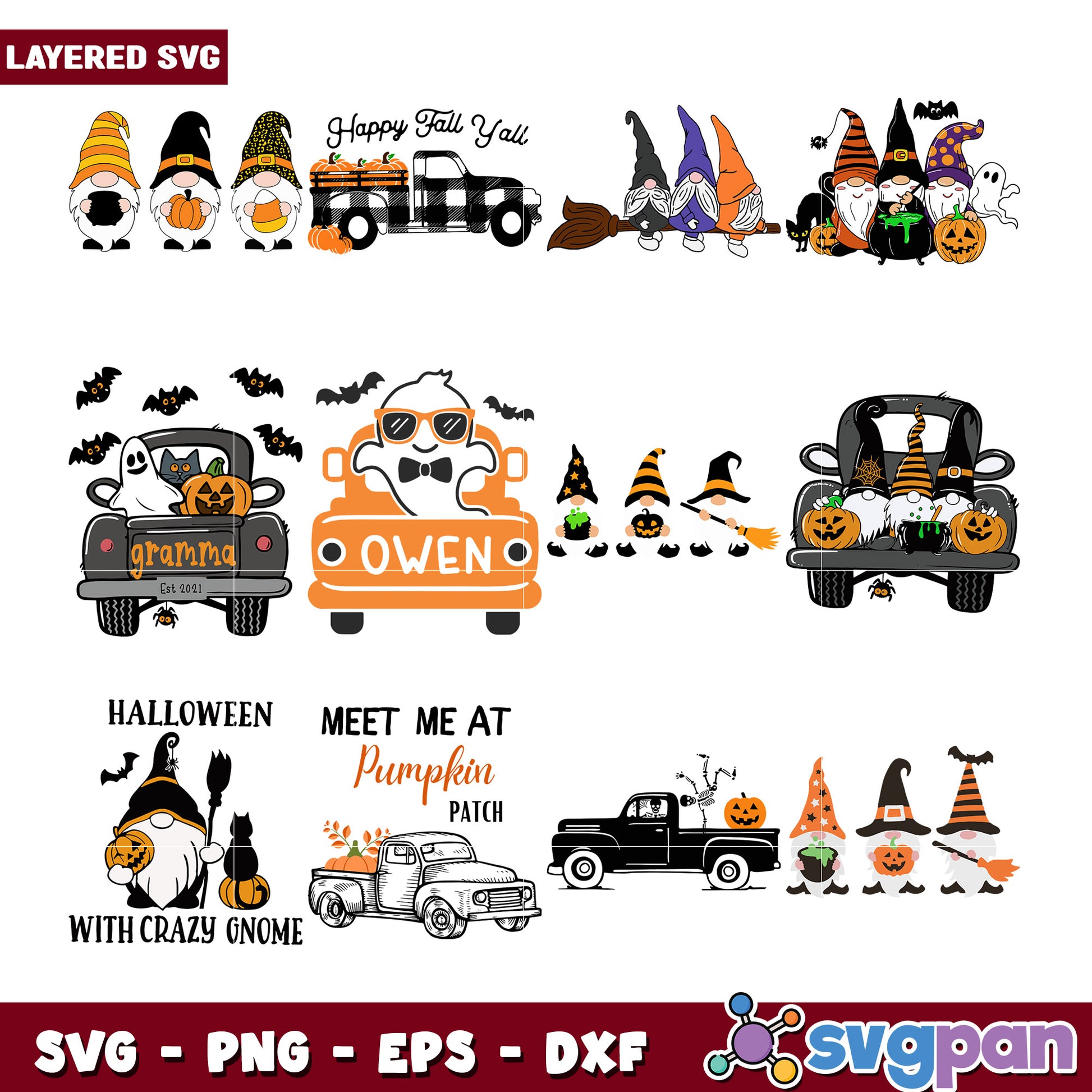Halloween Gnomes Truck SVG Bundle