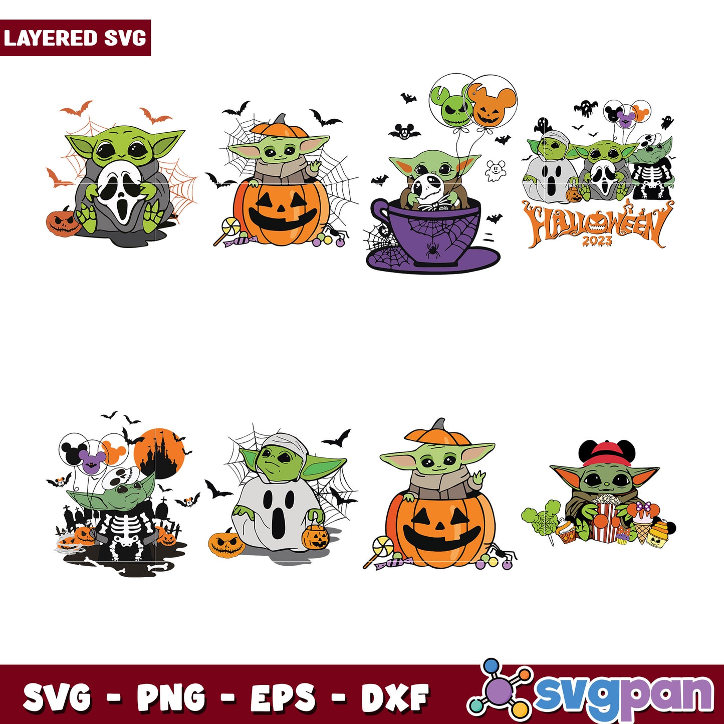 Halloween Grogu SVG Bundle
