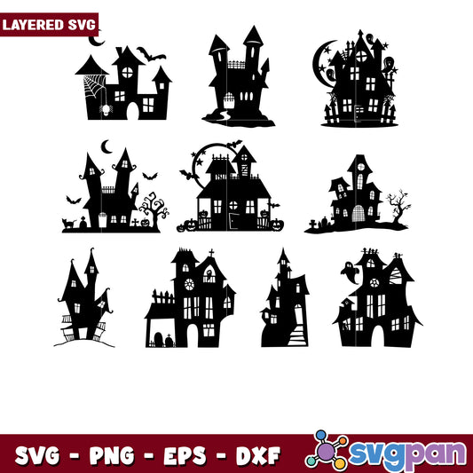 Halloween Haunted Houses SVG Bundle