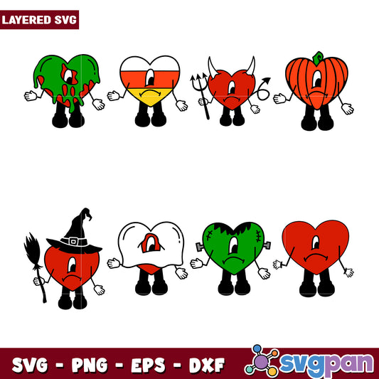 Halloween Heart SVG Bundle 8 Layered Designs