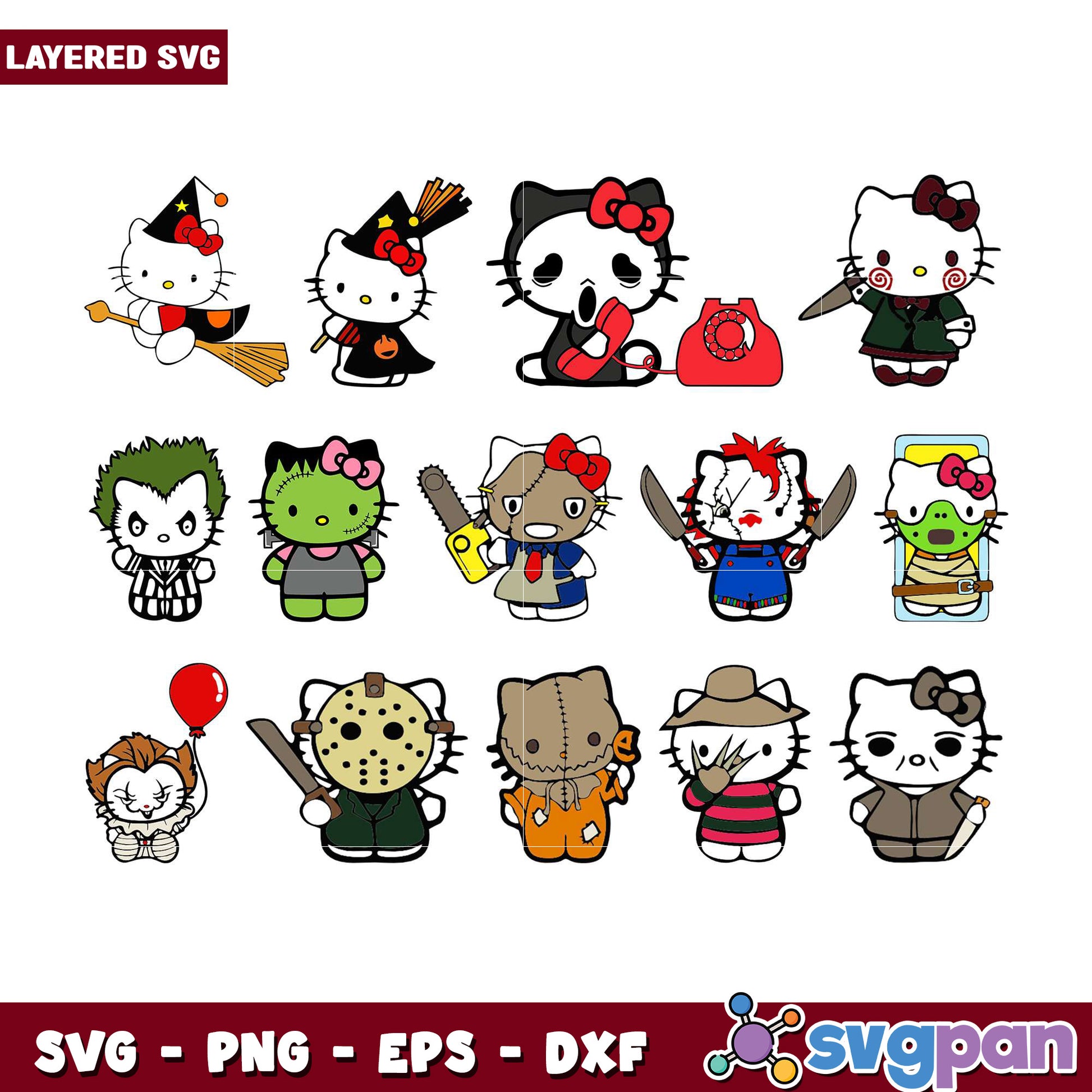 Halloween Hello Kitty SVG Bundle