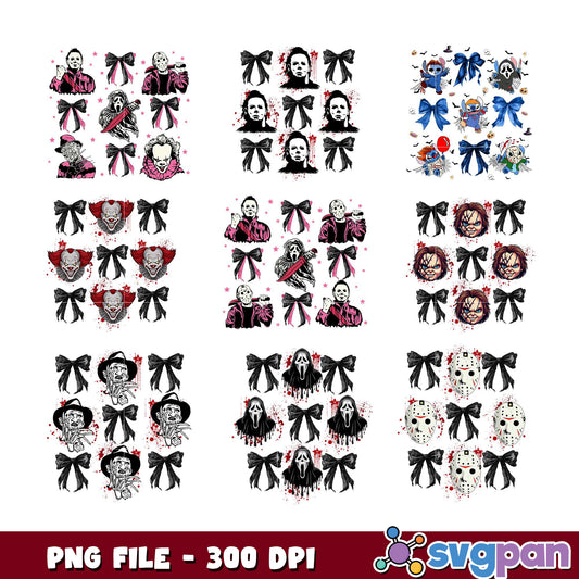 Halloween Horror Bow PNG Bundle 300 DPI