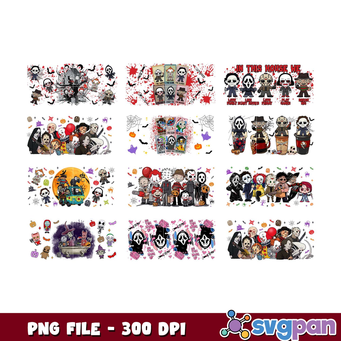 Halloween Horror Movie Characters PNG Bundle