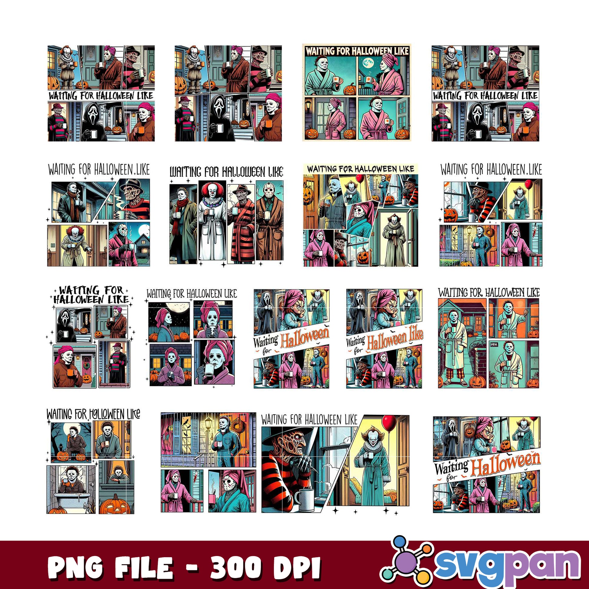Halloween Horror Movie Comic PNG Bundle