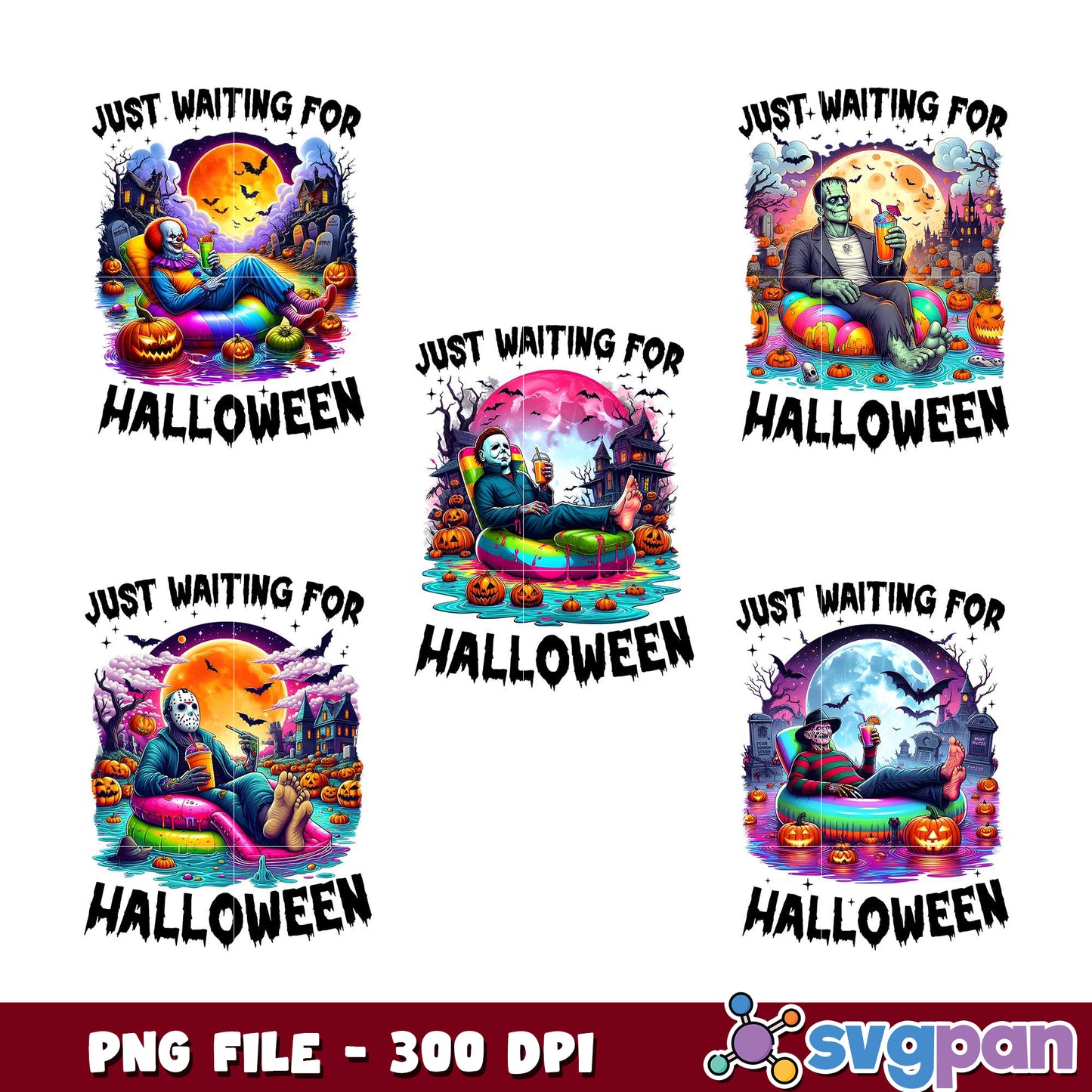 Halloween Horror Pool Party PNG Bundle