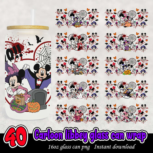Halloween Mickey Libby Glass Can Wraps PNG