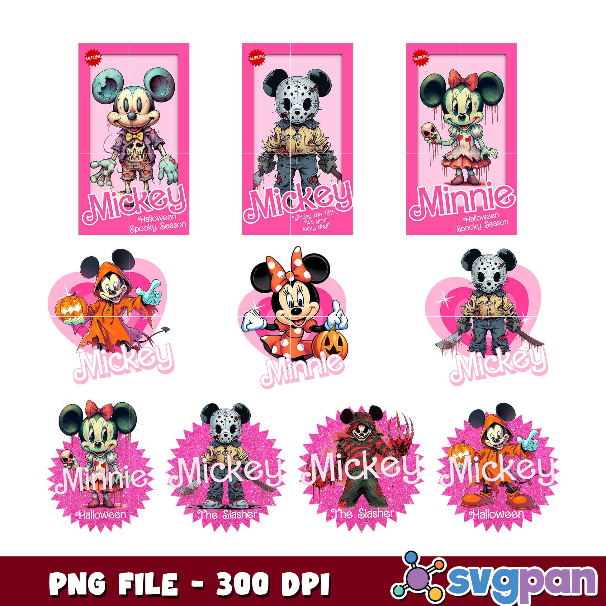 Halloween Mickey Minnie PNG Bundle