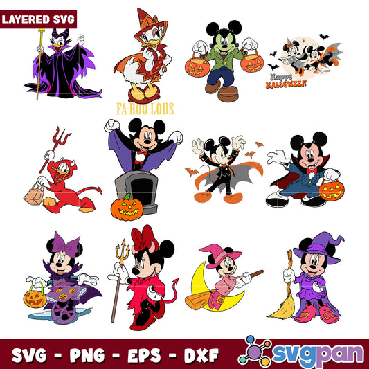 Halloween Mickey Minnie SVG Bundle
