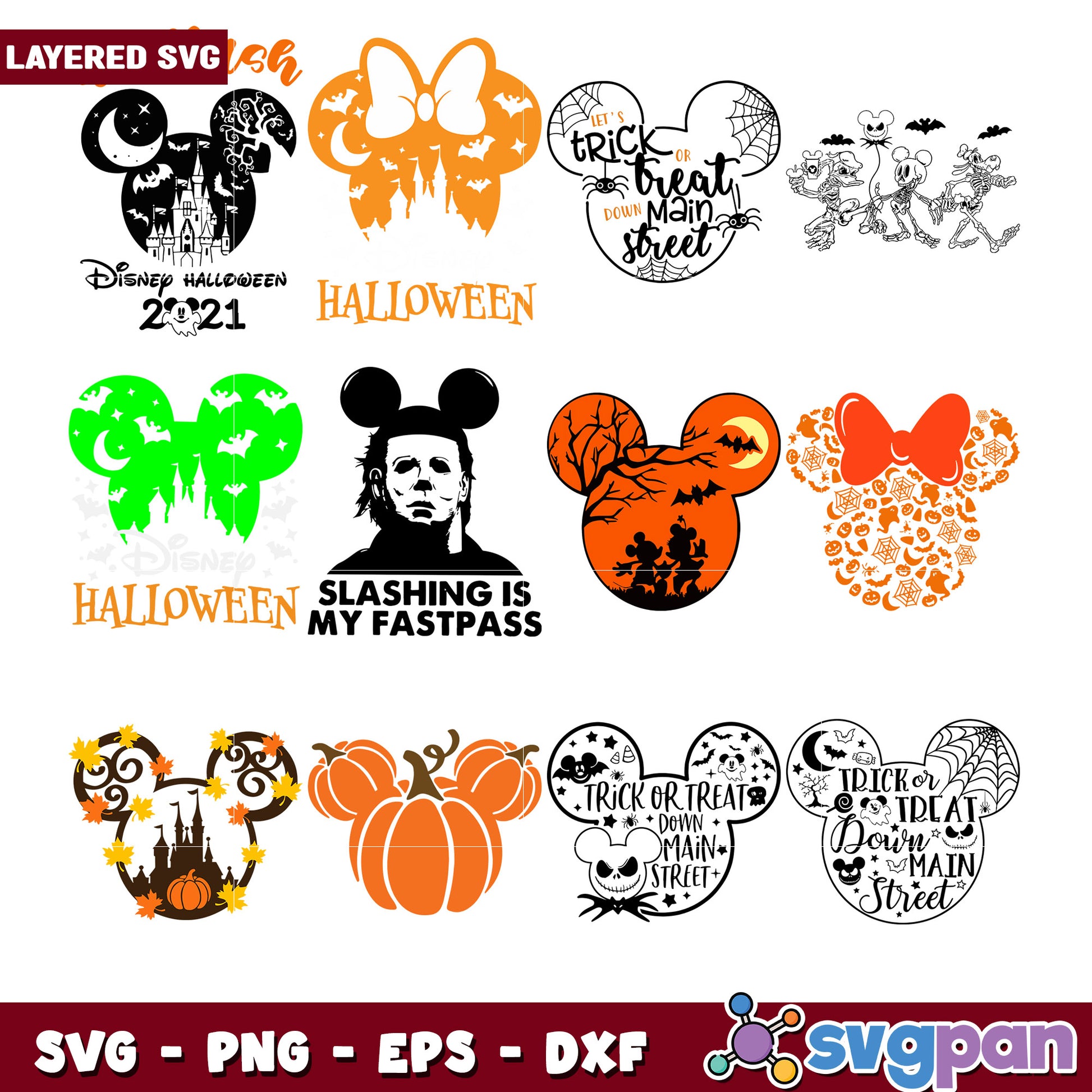 Halloween Mickey Mouse Bundle SVG Designs for Crafts