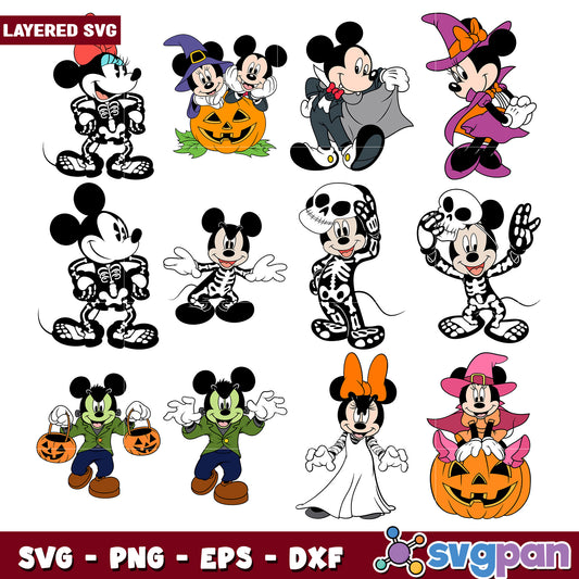 Halloween Mickey and Minnie SVG Bundle for Crafts