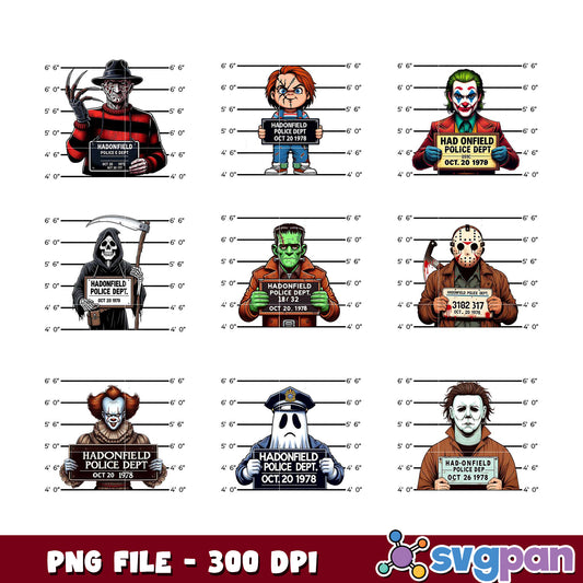 Halloween Mugshot Bundle PNG 300 DPI