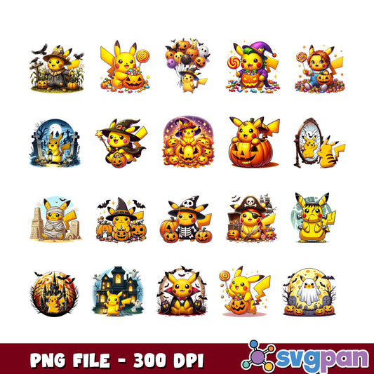 Halloween Pikachu PNG Bundle 300 DPI