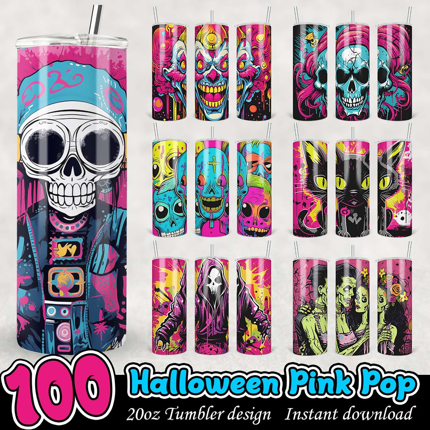 Halloween Pink Pop Tumbler Designs
