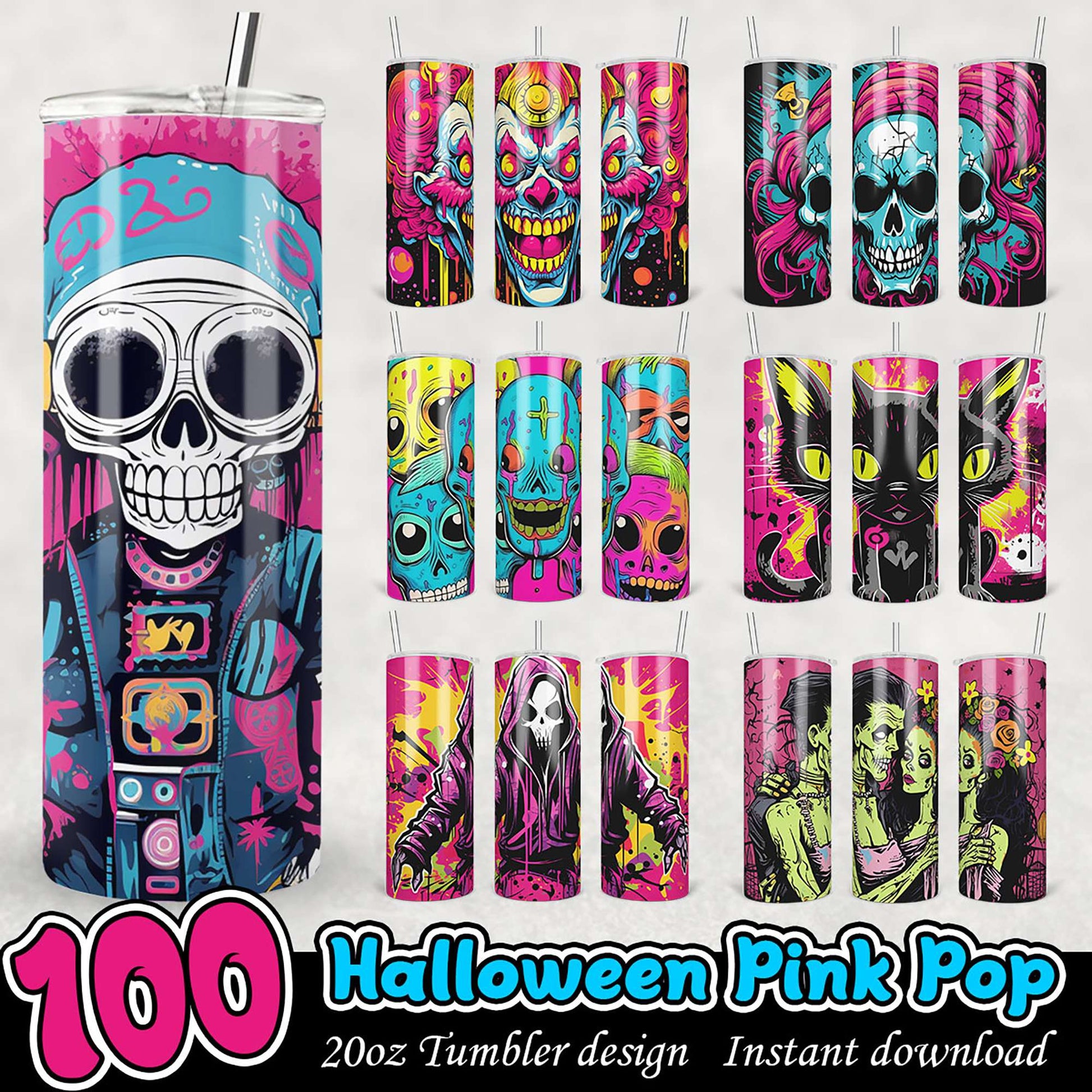 Halloween Pink Pop Tumbler Designs