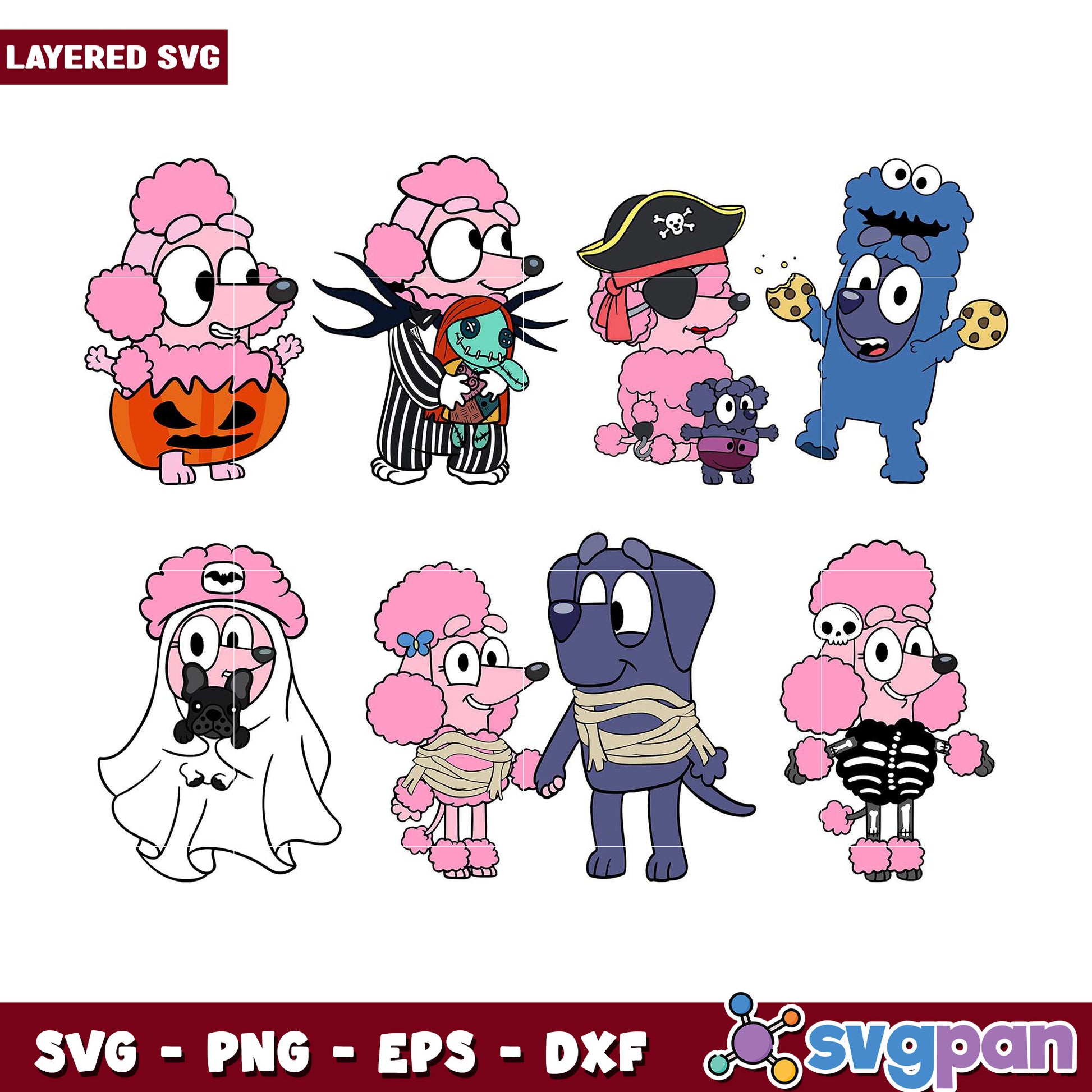 Halloween Poodle SVG Bundle Layered Cut Files