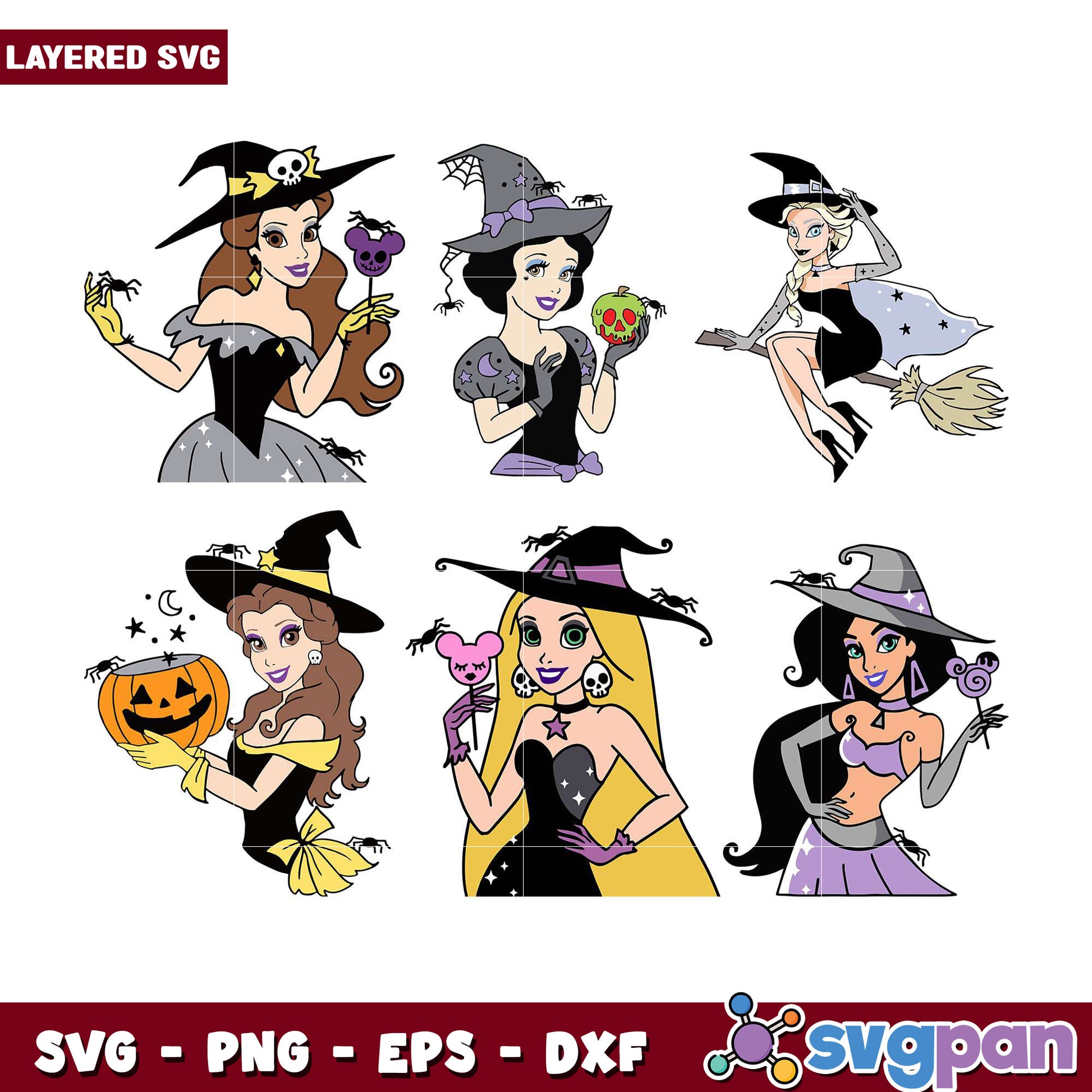 Halloween Princess Witches SVG Bundle