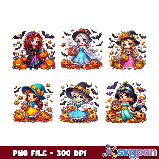 Halloween Princesses PNG Bundle 300 DPI