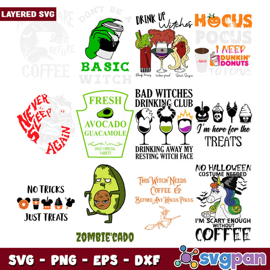 Halloween SVG Bundle Coffee, Witches & More