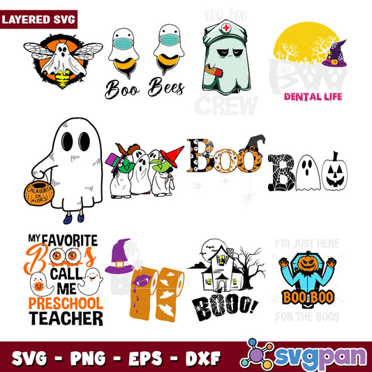 Halloween SVG Bundle Ghosts, Bees, Boo Designs