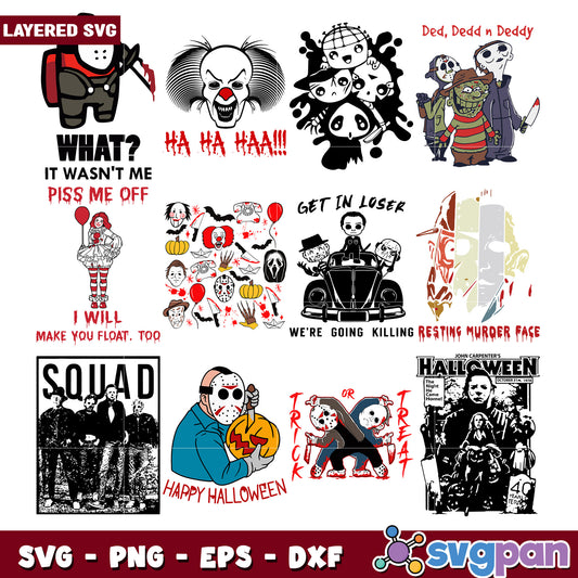 Halloween SVG Bundle Horror Movie Characters