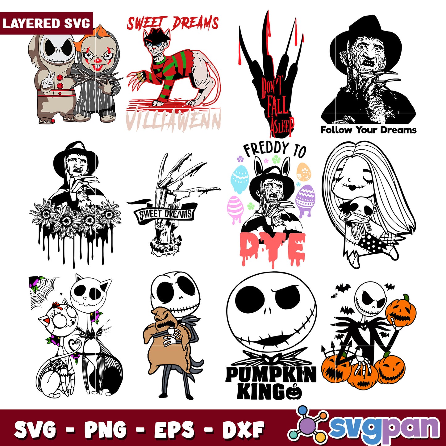 Halloween SVG Bundle Nightmare Characters