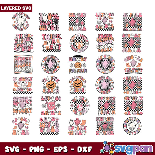 Halloween SVG Bundle Retro Ghost Designs