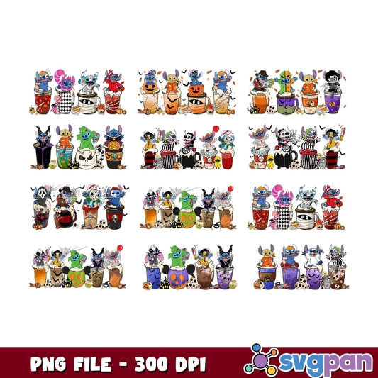 Halloween Stitch Coffee PNG Bundle