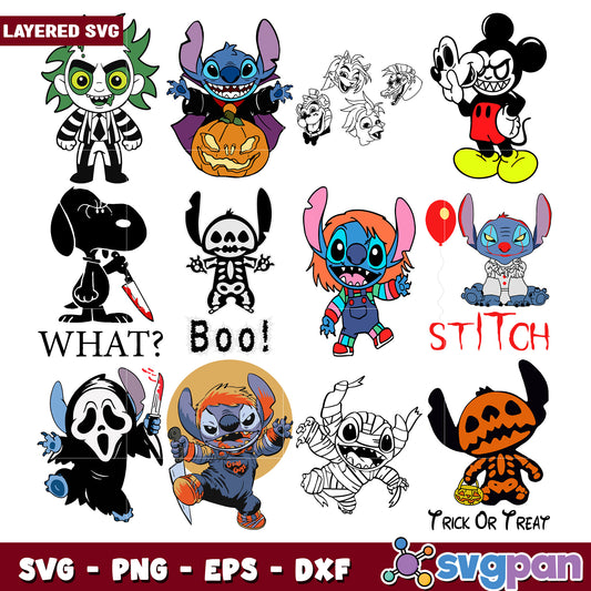 Halloween Stitch SVG Bundle Layered Designs
