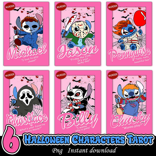 Halloween Stitch Tarot Cards PNG