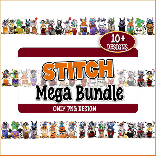 Halloween Stitch drinks png bundle