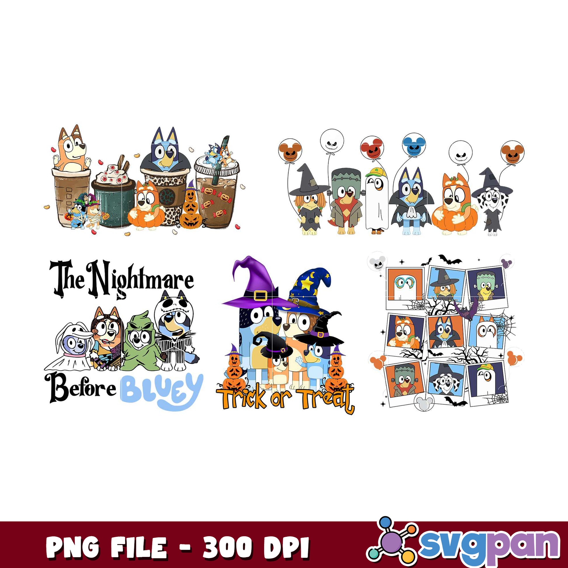 Halloween Themed Bluey PNG Bundle for Kids Fun