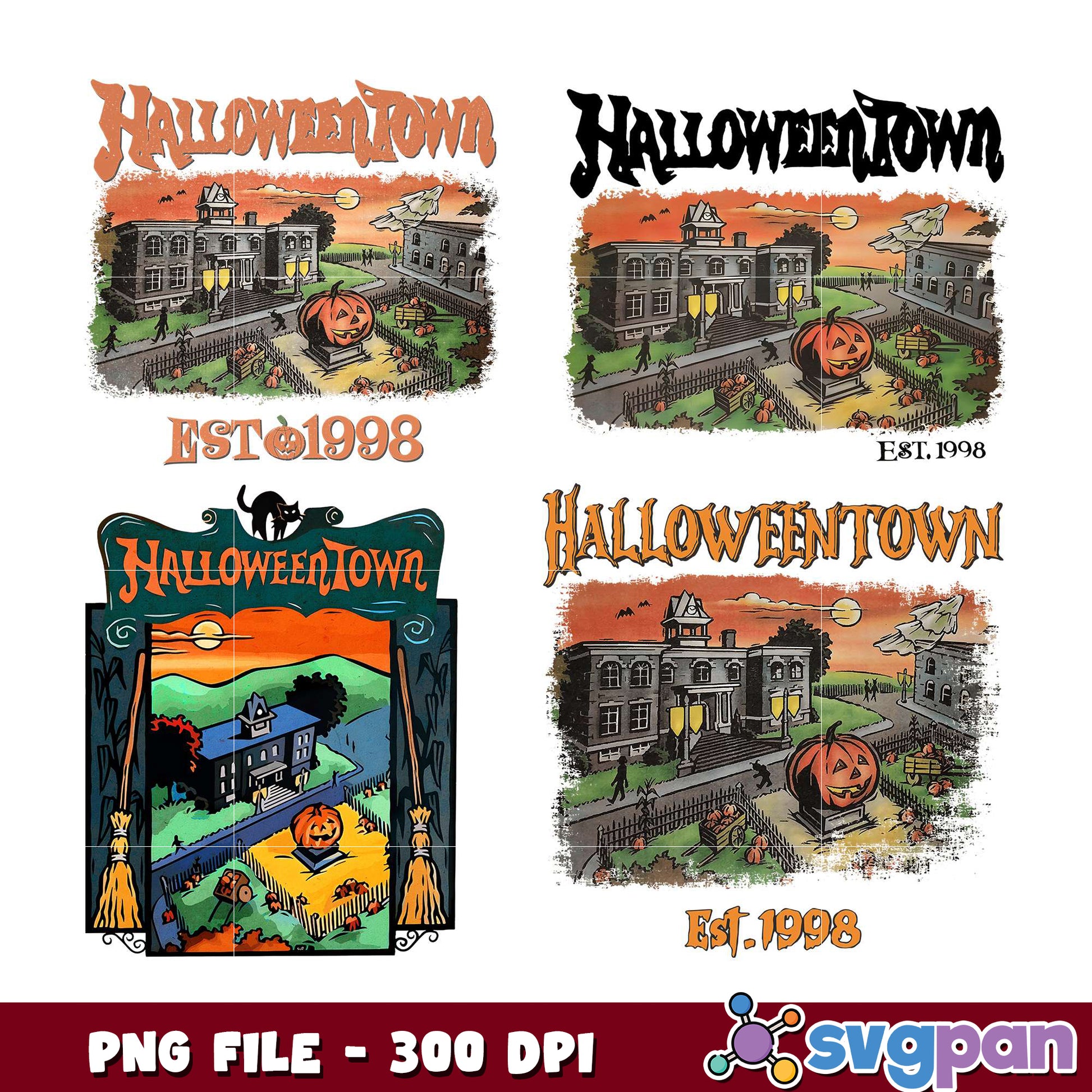 HalloweenTown PNG Bundle - 4 Designs