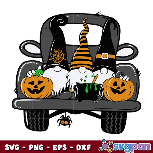 Halloween Truck Gnomies svg