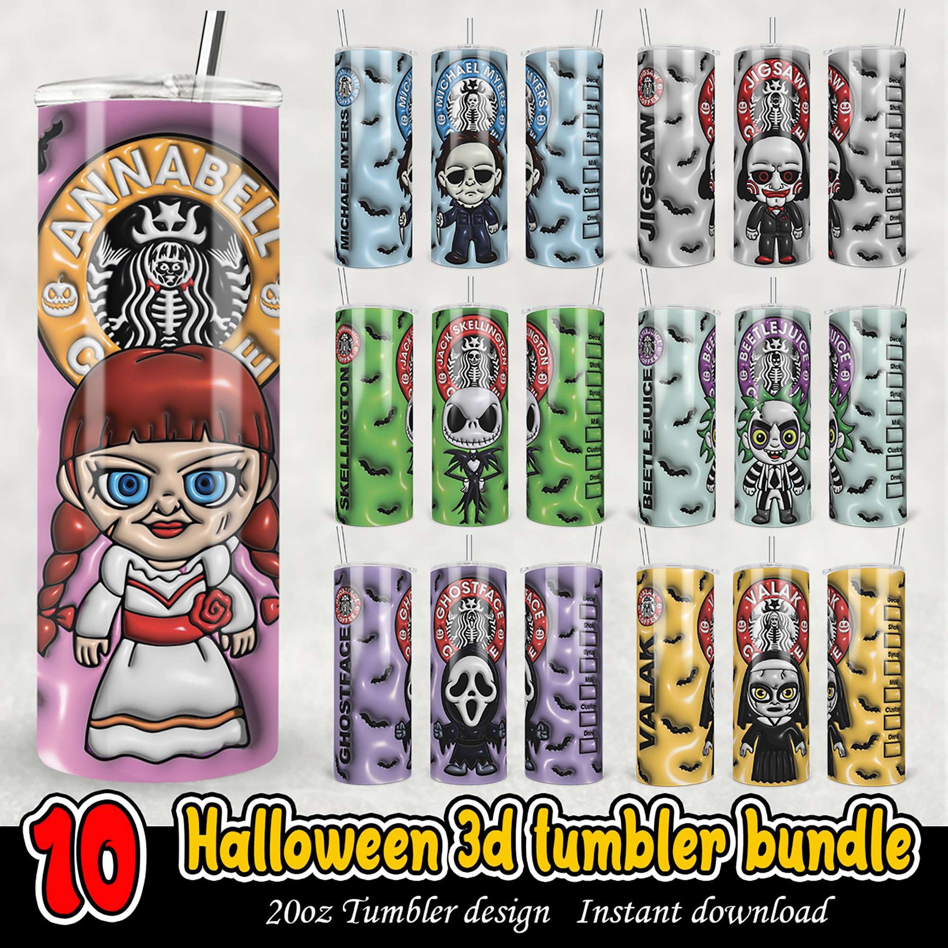 Halloween Tumbler Bundle 10 3D Designs