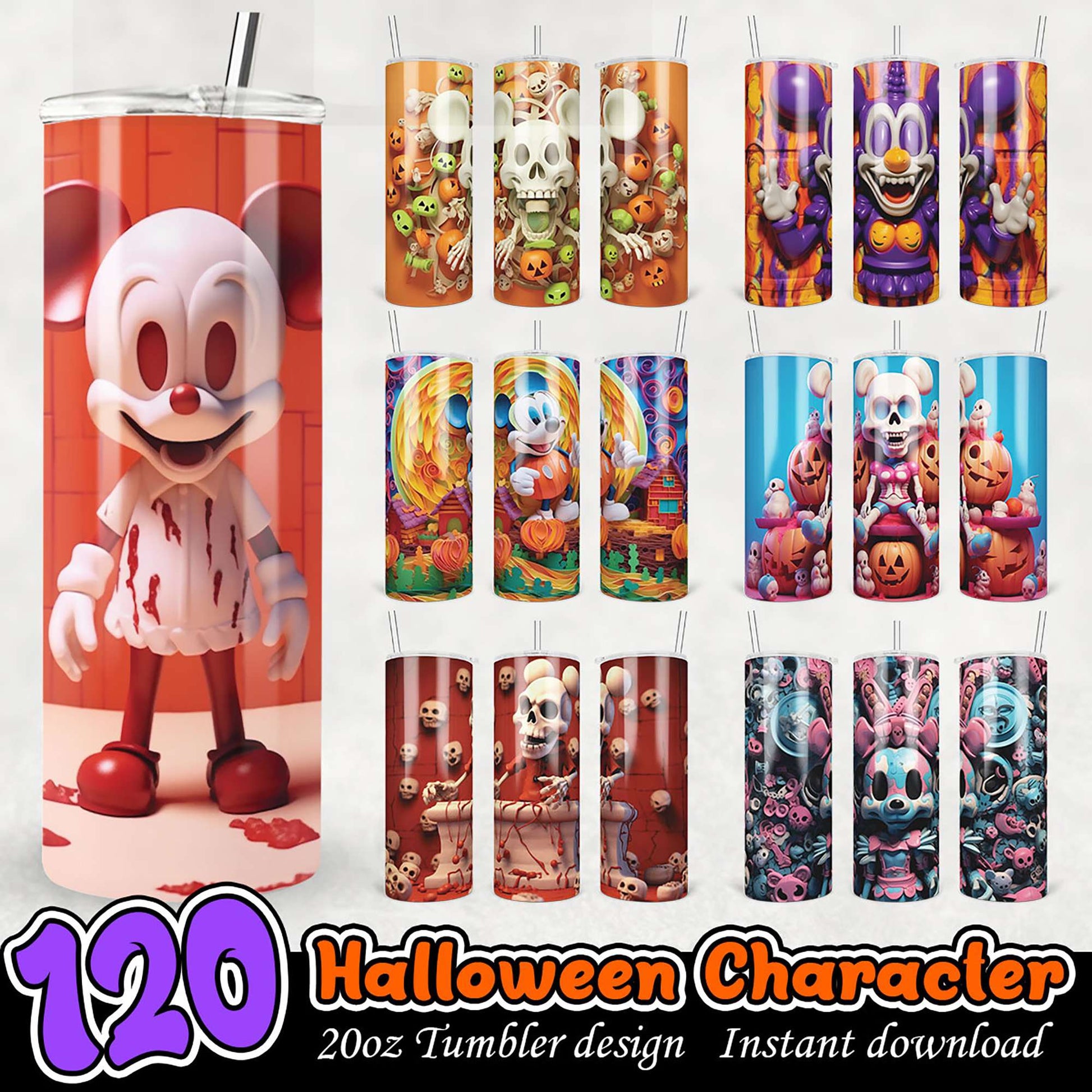 Halloween Tumbler Designs Bundle PNG