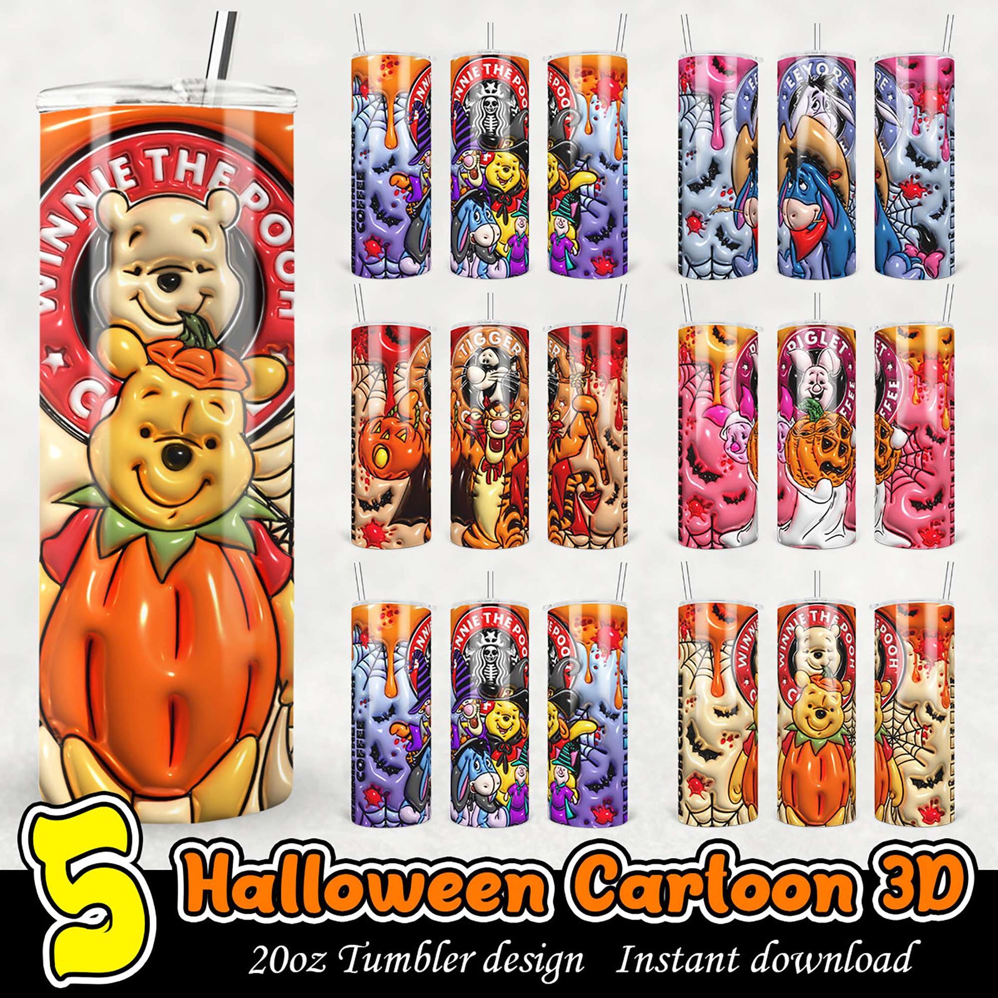 Halloween Winnie the Pooh 20oz Tumbler Designs