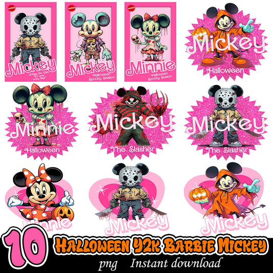 Halloween Y2K Barbie Mickey PNG Bundle