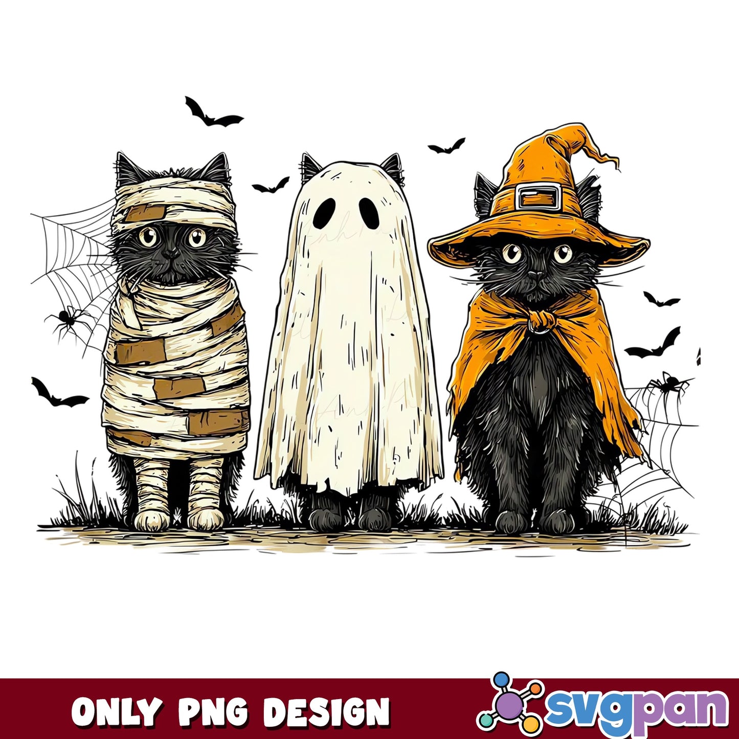 Halloween Black Cat PNG, Spooky Cat Costume, Halloween PNG