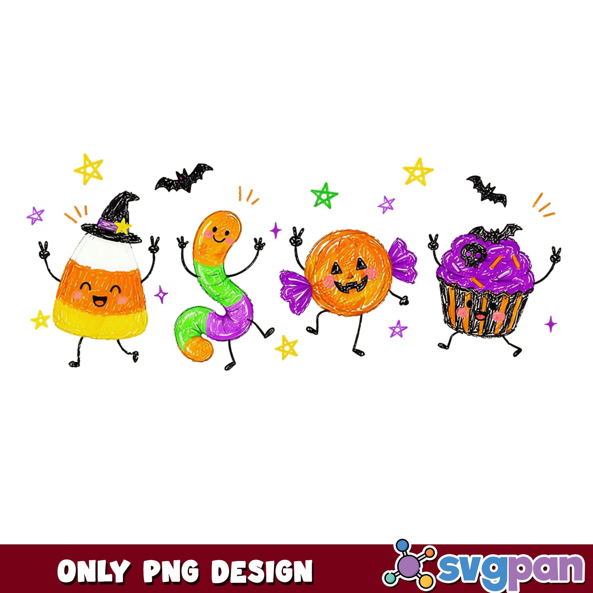 Halloween Candy Characters PNG, Cute Trick Or Treat PNG, Halloween PNG