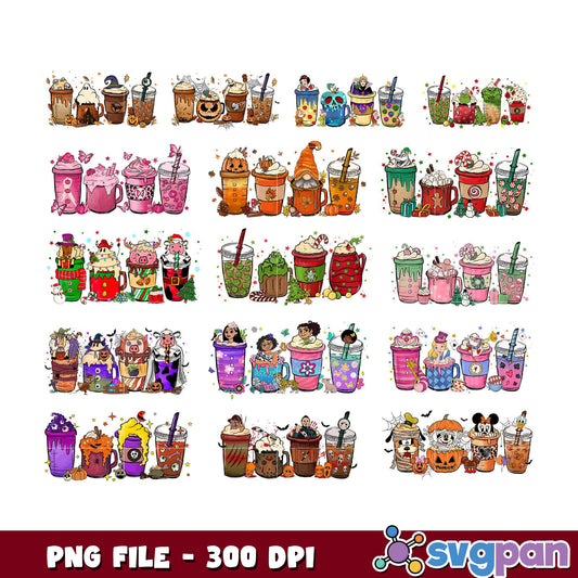 Halloween & Christmas Coffee PNG Bundle 300 DPI