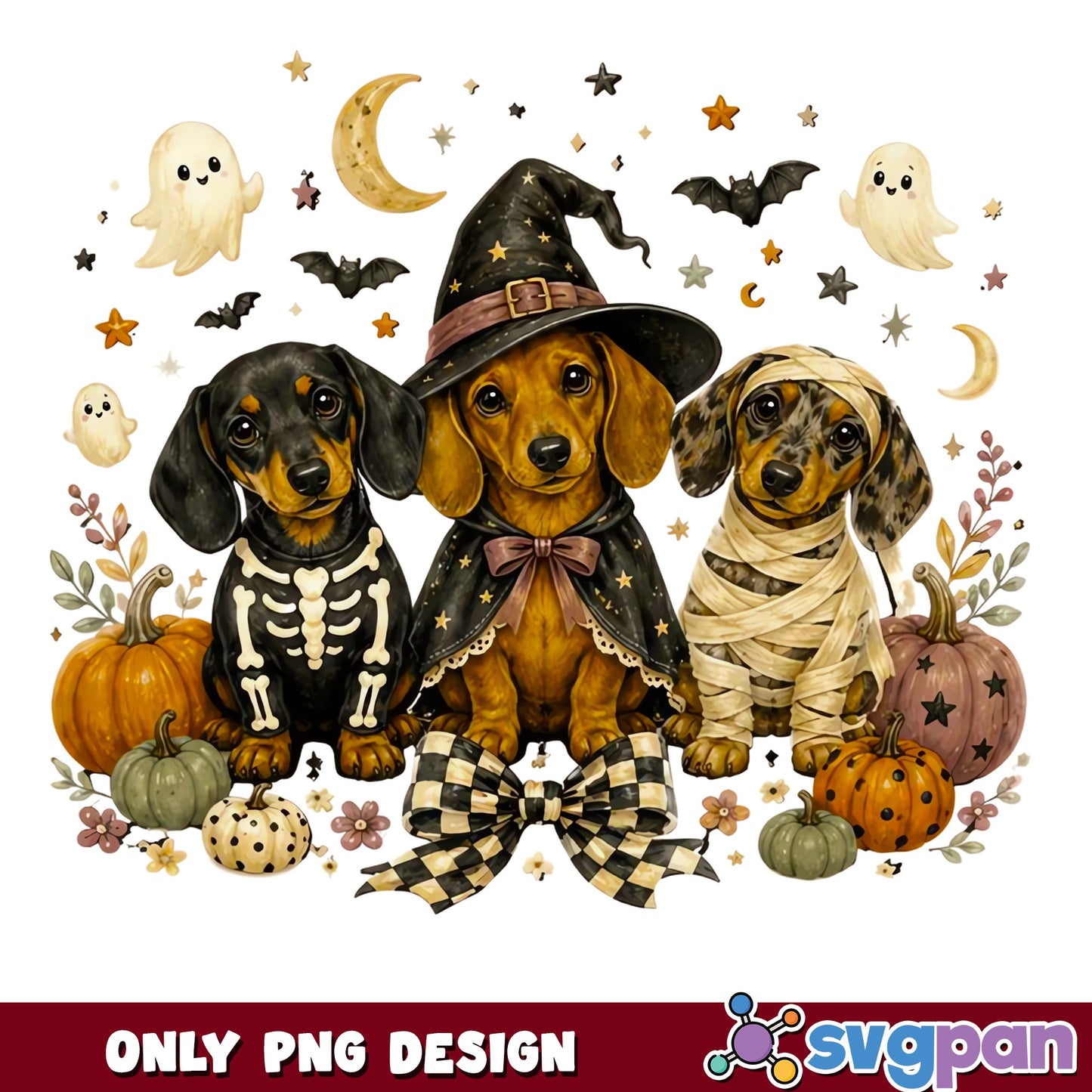Halloween Dachshund PNG, Cute Dog Halloween Costume PNG, Spooky Wiener Dog PNG
