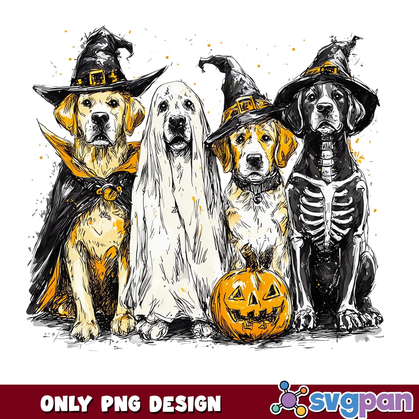 Halloween Dogs In Costumes PNG, Spooky Dog PNG, Dog Halloween PNG