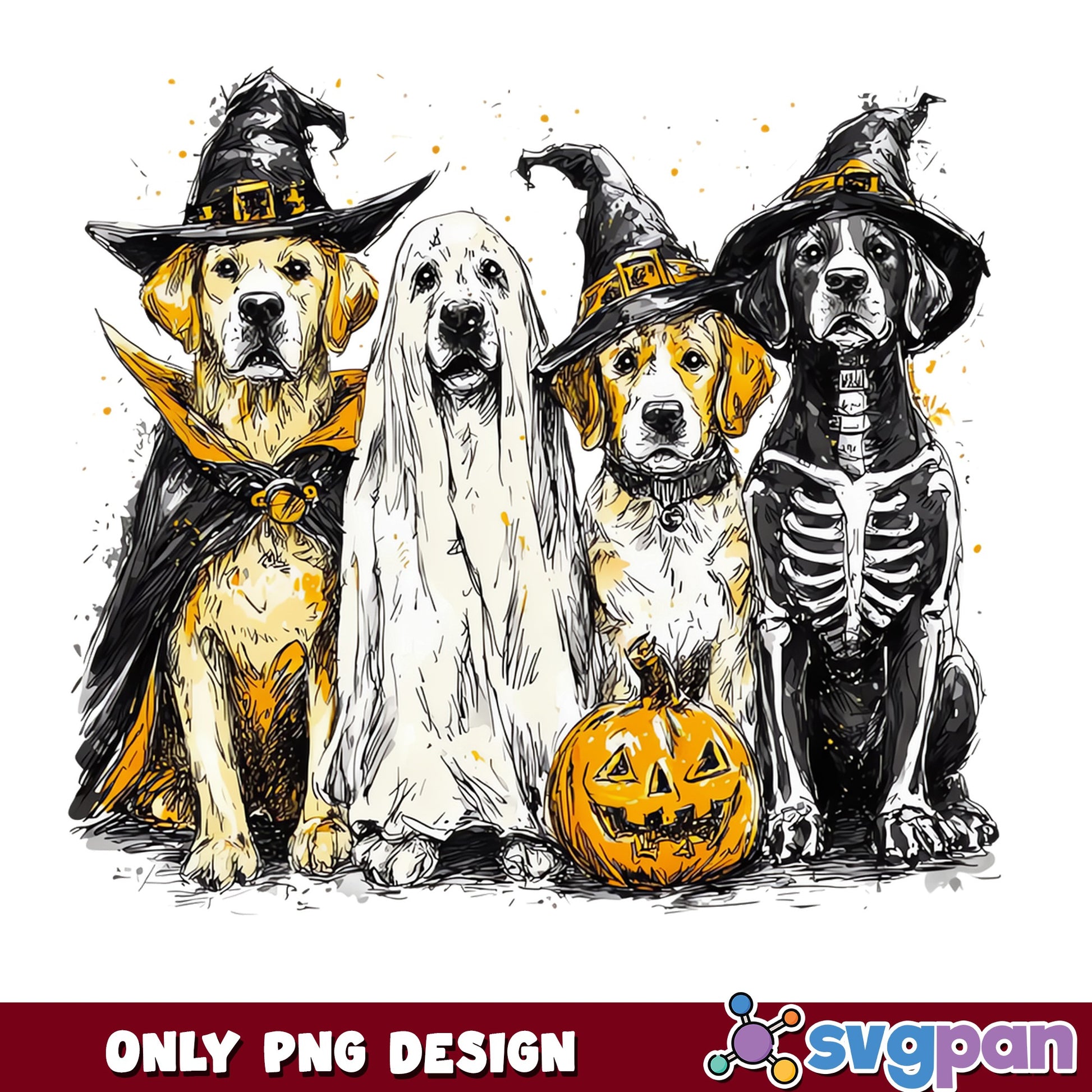 Halloween Dogs In Costumes PNG, Spooky Dog PNG, Dog Halloween PNG