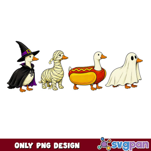 Halloween Duck Costume PNG, Funny Duck Halloween PNG, Witch Ghost Duck PNG