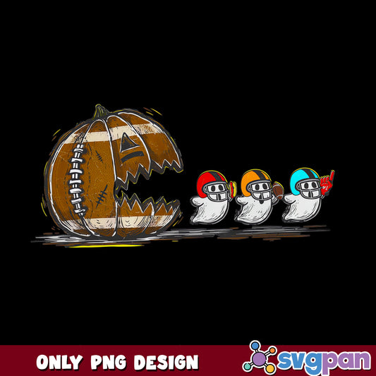 Halloween Football Ghost PNG, Pumpkin Football PNG, Spooky Ghost PNG